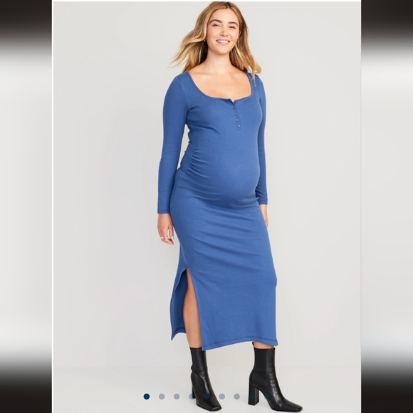 ✨Host Pick - Maternity Long Sleeve Henley Bodycon Dress - Picture 1 of 2